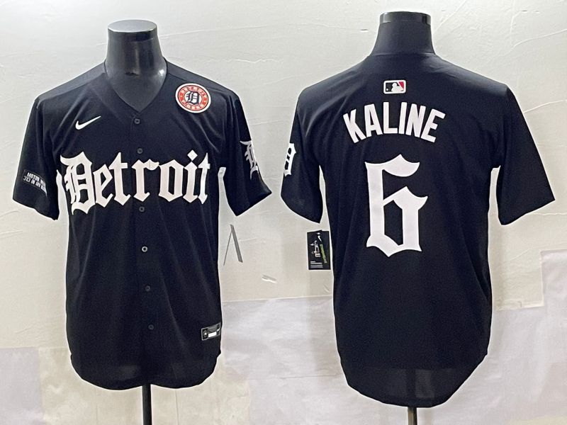 Men 2025 Detroit Tigers #6 Kaline Black Five generations Joint Name Nike MLB Jersey style 22->cleveland indians->MLB Jersey
